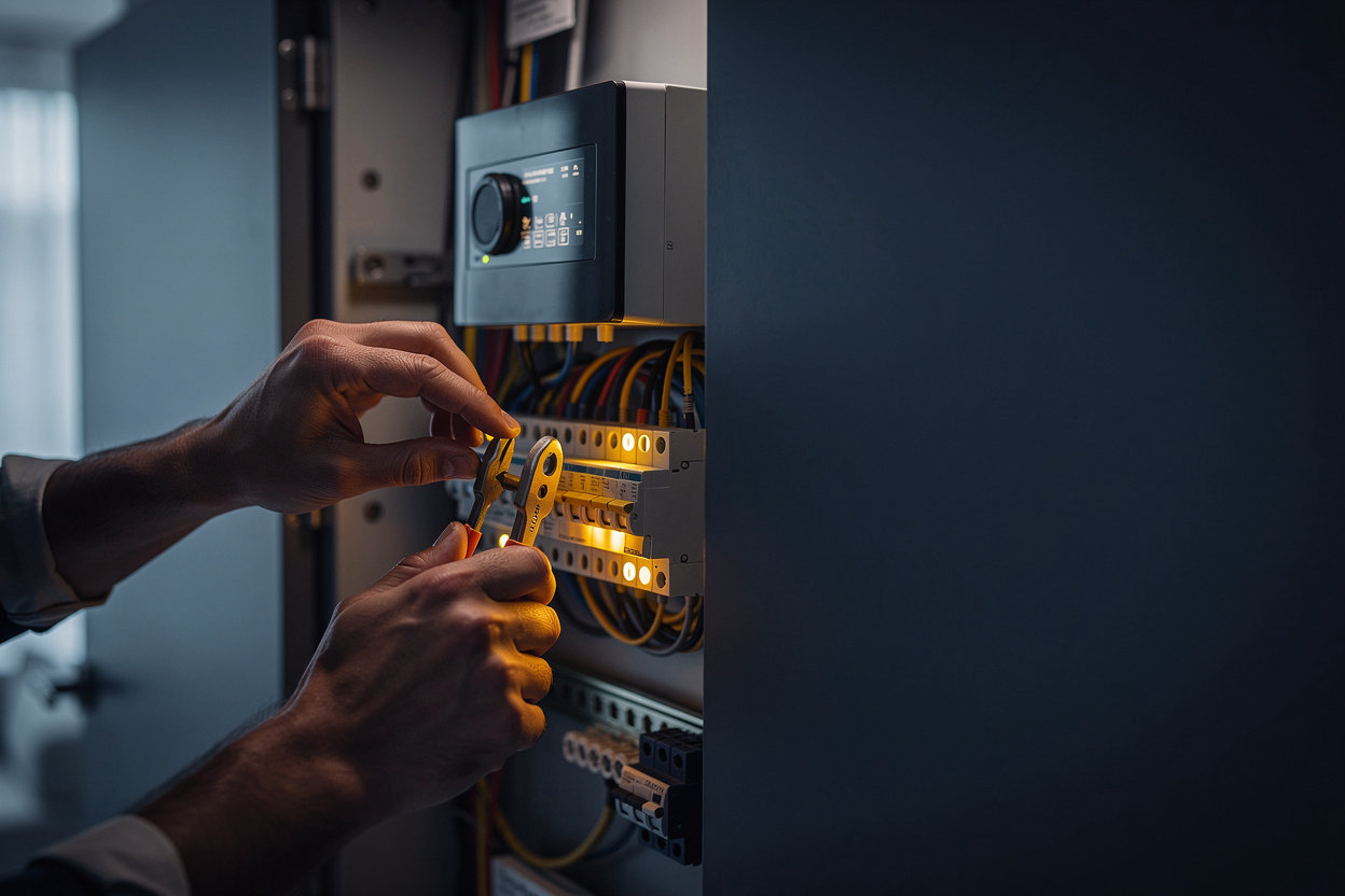 TecnoHogar JX técnico profesional realizando instalación eléctrica residencial en Babahoyo